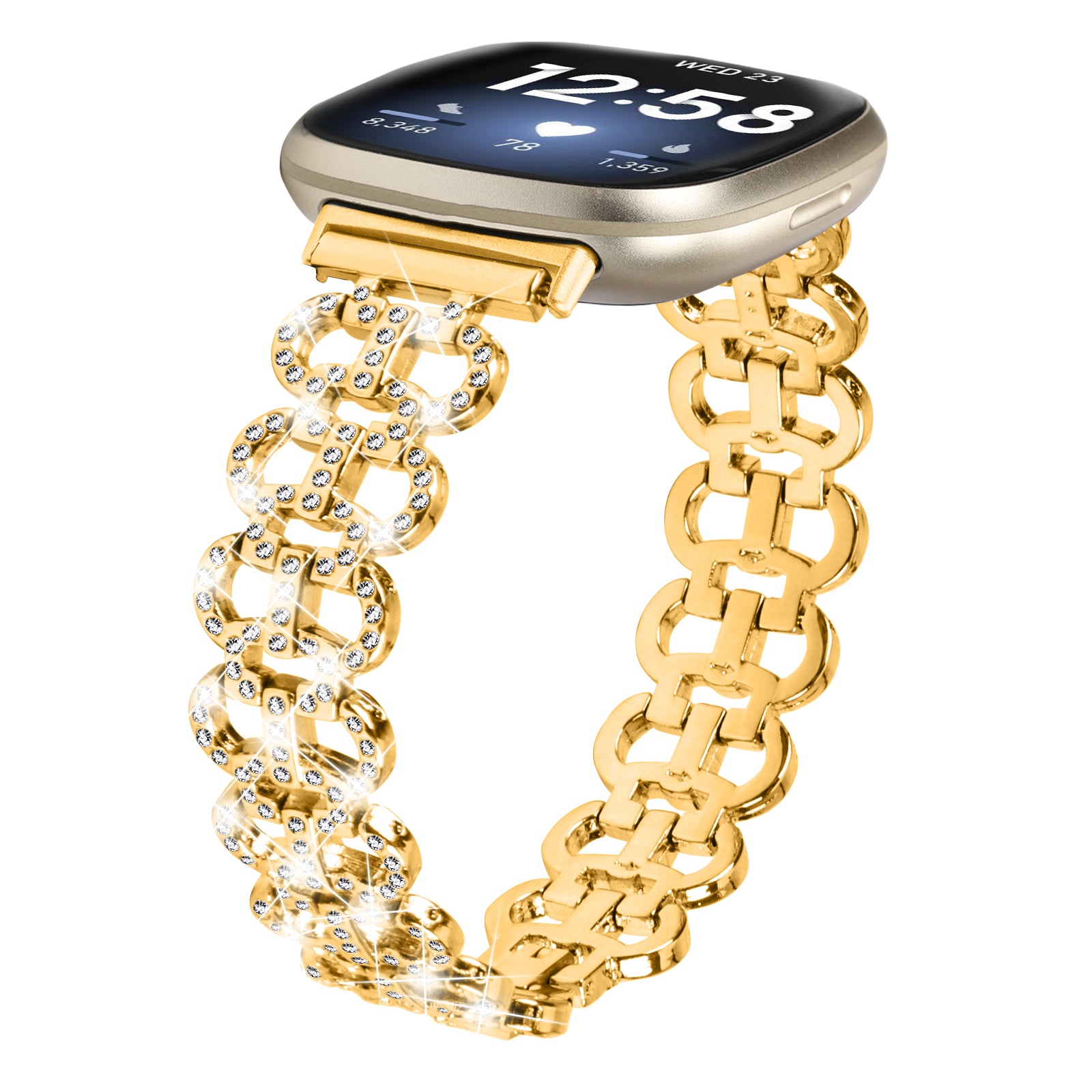 For Fitbit Versa 3 Sense Rhinestones Decor Zinc Alloy Replace Strap Gourd Shape Watch Band For Fitbit Versa 3 Sense Rhinestones Decor Zinc Alloy Replace Strap Gourd Shape Watch Band